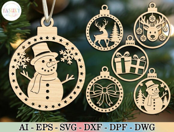 Download Christmas Wooden Ornament SVG Bundle - Ornament Collection