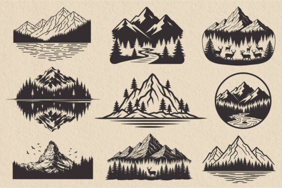 Download Mountain SVG Bundle Nature Landscape. - Mountain svg bundle Collection